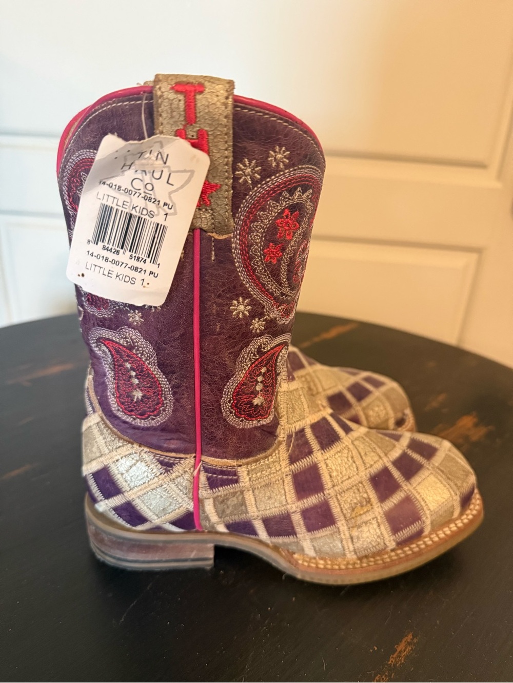 Tin Haul Girl's Sparkle Girl Butterfly Square Toe Boot - Picture 2 of 5